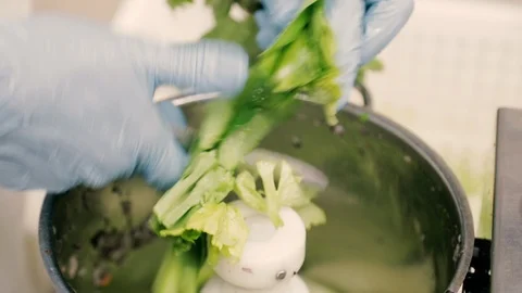 Freshly cut celery Stock Footage 86391503