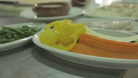 Freshly cut vegetables close up Stock Footage 88440725