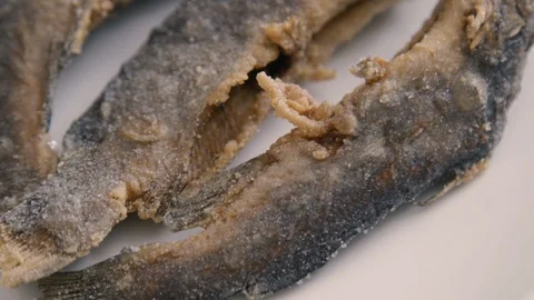 Freshly fried fish Stock Footage 87746803