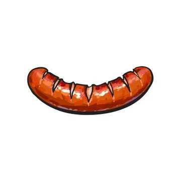 Freshly grilled, barbequed processed meat sausage Stock Illustration