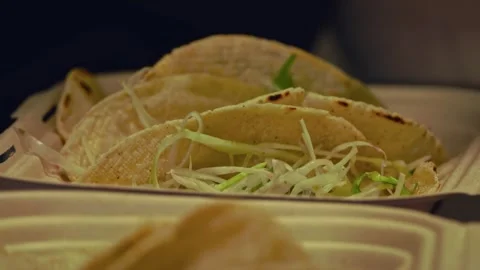 Freshly Grilled Beef Wraps and Salad: Fast-Food Packed for Delivery – Close-Up Stock Footage 288692830