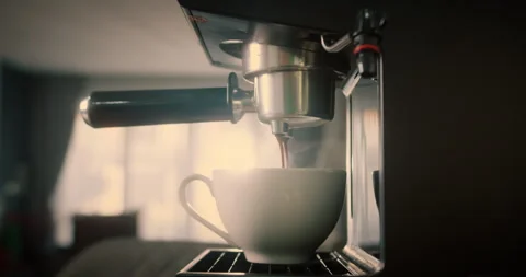 Freshly ground coffee flows in beautiful sunlight. In morning I drink roasted Stock Footage 295961059