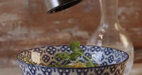 Freshly ground pepper adding in fresh tasty ramen Stock Footage 221634080