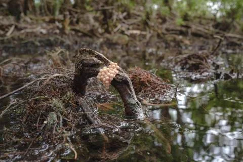 Freshly laid apple snail eggs along Rainbow River Stock Photos