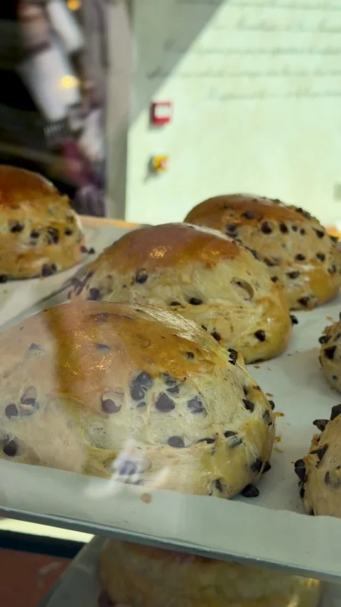 Freshly made bakery items emit inviting scents that attract passersby Stock Footage 346665165