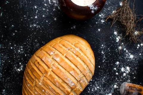 Freshly made bread with rustic style. Stock Photos