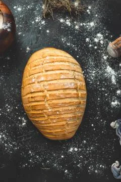 Freshly made bread with rustic style. Stock Photos