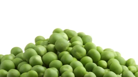Freshly peas rotating on white background Stock Footage 156437785
