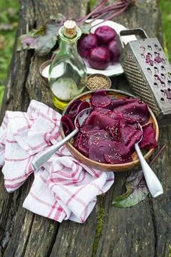 Freshly picked and preparing Beetroot salad Stock Photos