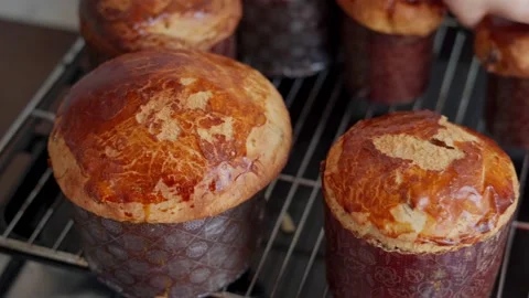 Freshly prepared Easter Cakes on the baking sheet. Cooking homemade Easter Cakes Stock Footage 236904273