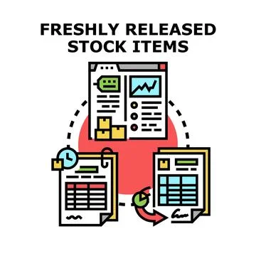 Freshly released stock items concept vector creating Stock Illustration