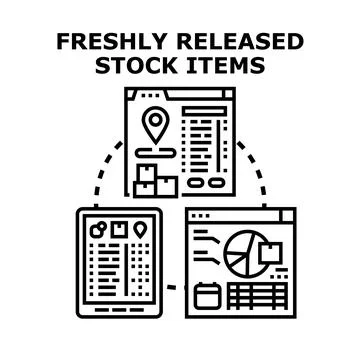 Freshly released stock items management software concept Illustrazione stock