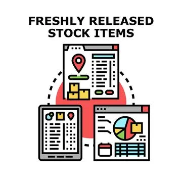 Freshly released stock items management software concept Stock Illustration