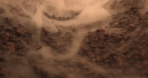 Freshly Roasted Coffee With Aromatic Coffee Steam. Stock Footage 146009800