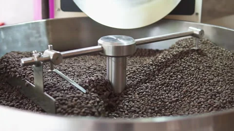 Freshly roasted coffee beans are cooling Video stock 308633428
