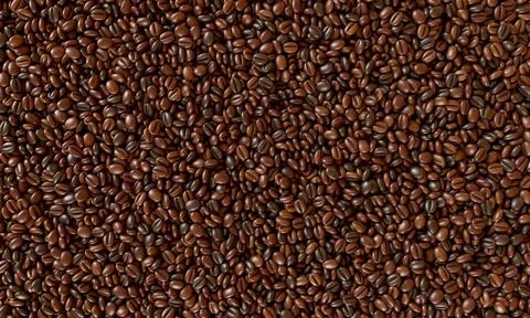 Freshly roasted coffee beans background. 3D rendering illustration. Stock Illustration