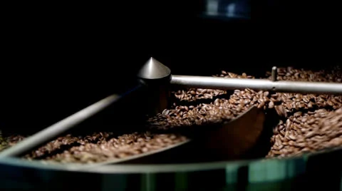 Freshly roasted coffee beans - Cooling tray Stock Footage 26317981