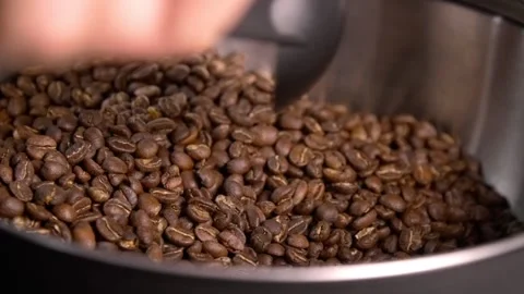 Freshly roasted coffee beans cooling process Stockbeeldmateriaal 143663017