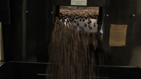 The freshly roasted coffee beans from a large coffee roaster Stock-Footage 43483051