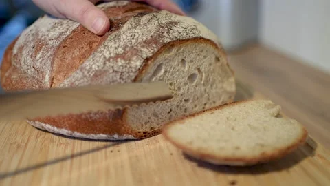 Freshly sliced, artisan bread Stock Footage 283259627