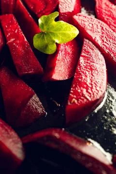 Freshly sliced beetroot Stock Photos