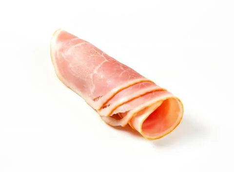 Freshly sliced cooked ham roll on white Stock Photos