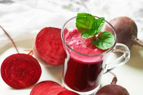 Freshly squeezed beetroot juice 스톡 사진