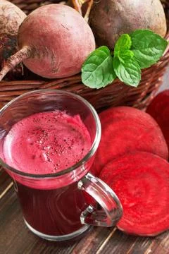 Freshly squeezed beetroot juice Stock Photos