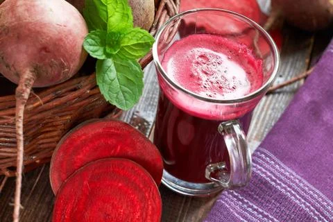Freshly squeezed beetroot juice Stock Photos