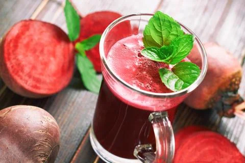 Freshly squeezed beetroot juice Stock Photos