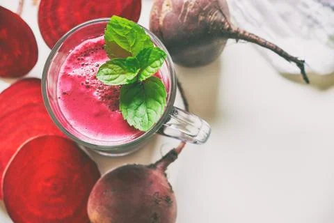Freshly squeezed beetroot juice Stock Photos