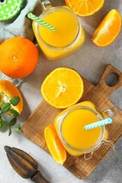 Freshly squeezed orange juice. Fotos Stock