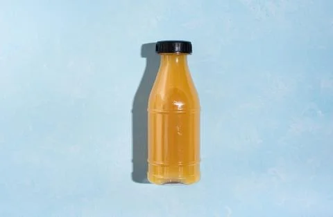 Freshly squeezed pineapple juice in a plastic bottle Stock Photos