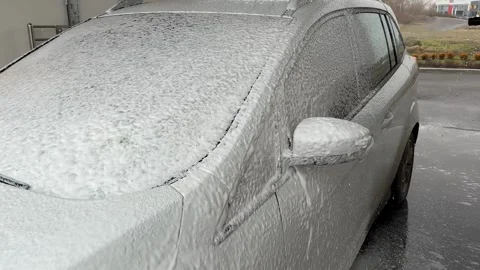 Freshly Washed White Car Foam Stock Footage 299908362
