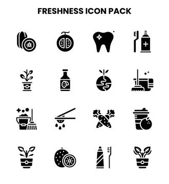 Freshness Glyph Set Icons Pack Illustrazione stock