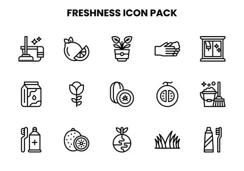 Freshness Line Collection Icons Pack Stock Illustration