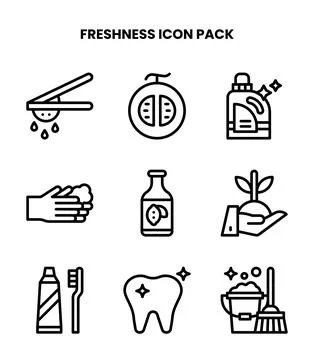 Freshness Line Vector Icons Pack Stock Illustration