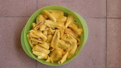 Fresh,ripe jackfruit in bowl Stock Footage 75181197
