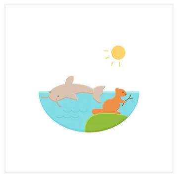 Freshwater flat icon Illustrazione stock