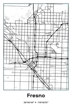 Fresno, California - vector map of city in Black, white, gray colors Stock Illustration