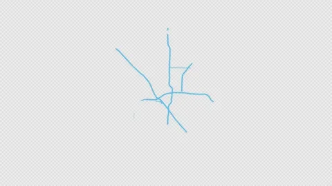 Fresno City Line Map Self Drawing Animated Overlay, Alpha 4K Видео 340286266
