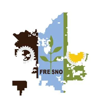 Fresno city map flag vector silhouette illustration Ilustração Stock