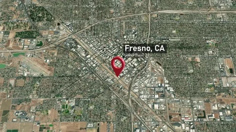 Fresno City Map Zoom (CA, USA) from Space to Earth Video stock 240307221