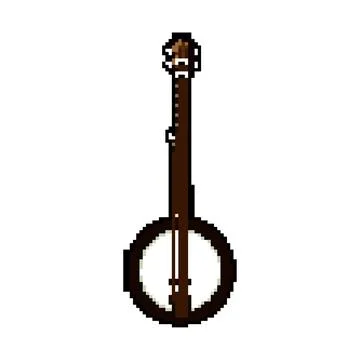 Frets banjo pixel art vector illustration 스톡 일러스트