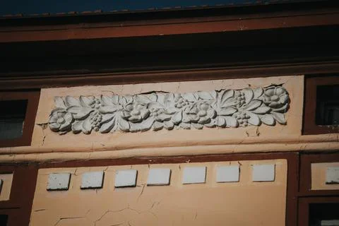 Fretwork on the facade of an old building Stock Photos