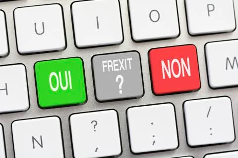Frexit question and answer Yes and No in French Stock Photos
