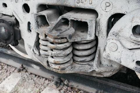 The friction absorber of the automatic coupler, used in railway transport, is Stock Photos