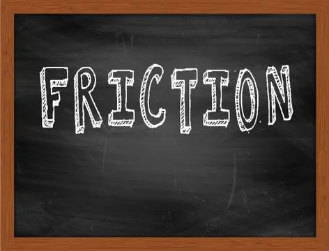 FRICTION  hand writing text on black chalkboard Stock Illustration