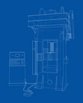 Friction screw press concept outline. Vector 스톡 일러스트