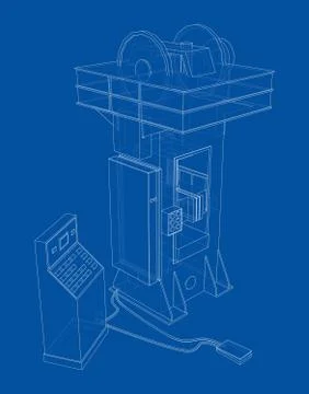 Friction screw press concept outline. Vector 스톡 일러스트